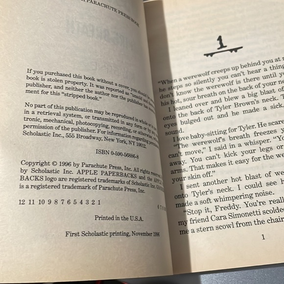 Goosebumps Vampire Breath R.L. Stine 1996 1st Scholastic Printing - Picture 3 of 5